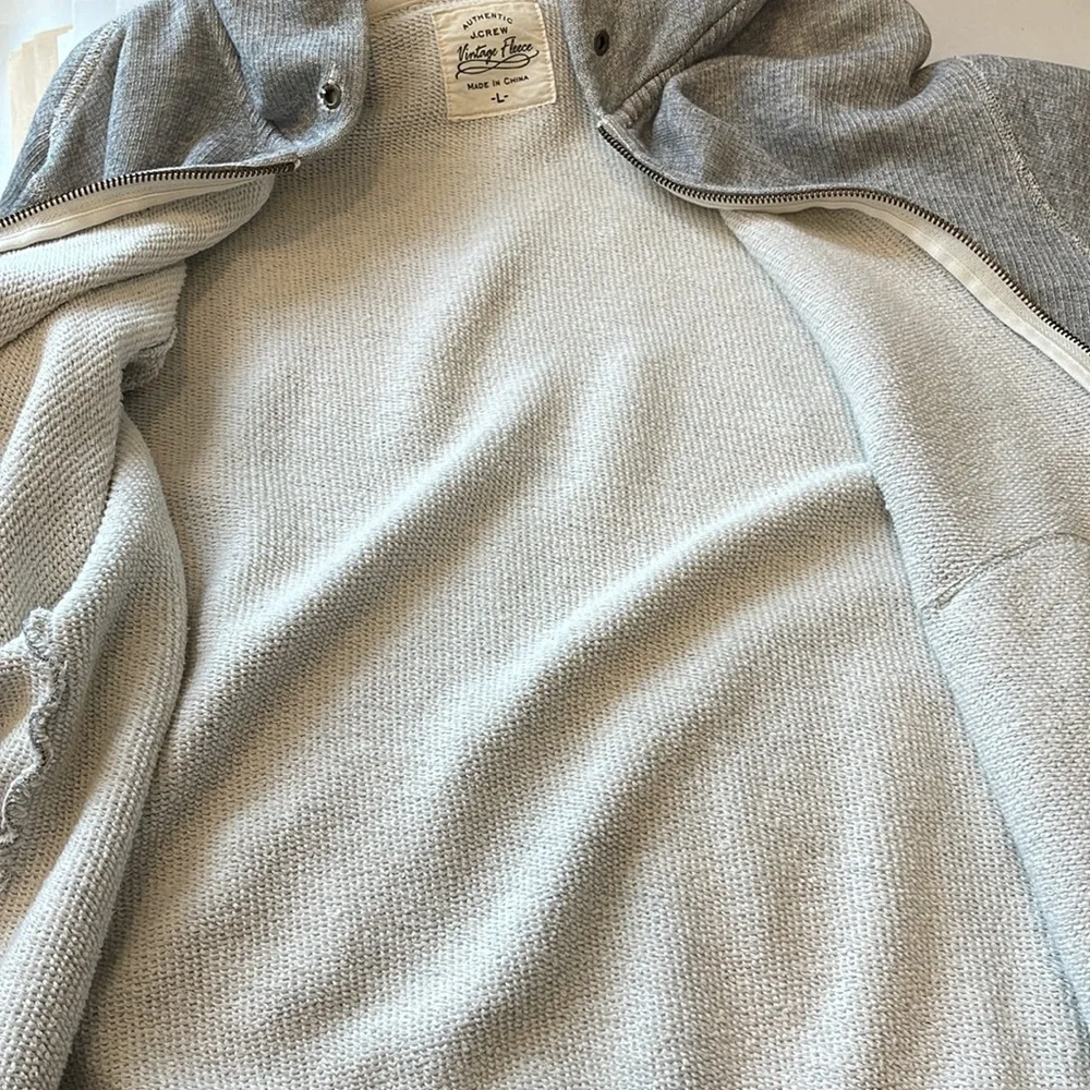 J. Crew Vintage Fleece Hoodie cotton VTG long sleeves zipped pockets